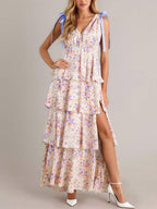 Vestido Maxi Floral Alessia para Mujer – Tirantes Ajustables, Escote en V, Abertura Boho