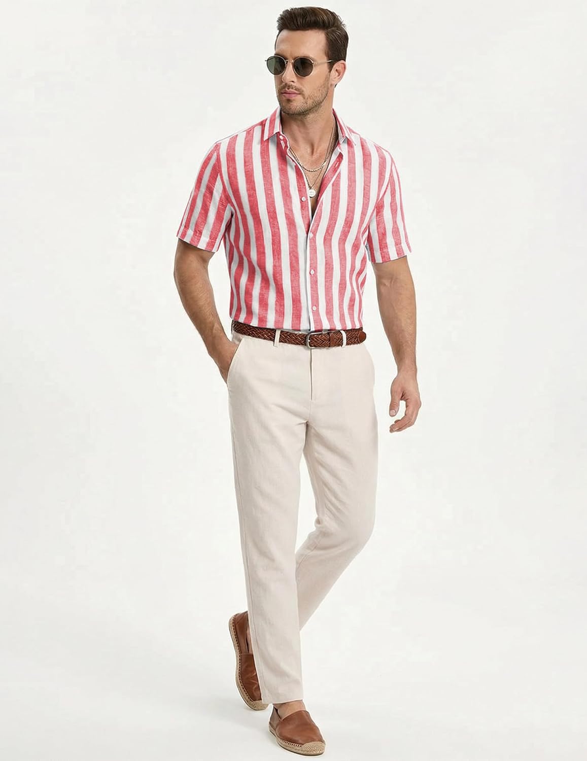 Chemise à rayures pour homme Luca – Chemise d'été décontractée à manches courtes