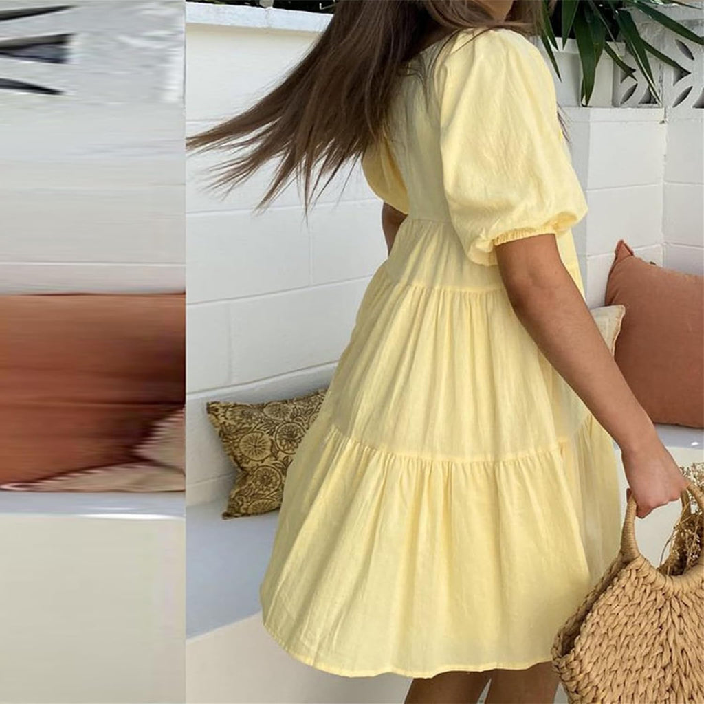 Haily Robe de Grossesse Mini – Col en V, Dentelle, Coupe A, Robe d'Été pour Femme Enceinte