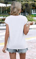Blouse Chiara Femme – Dentelle Crochet, Basque Flottante, Manches Courtes Casual Élégante