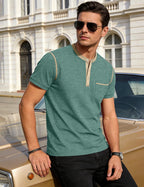 Camiseta Henley Matteo para Hombre – Camiseta Casual de Manga Corta con Botones