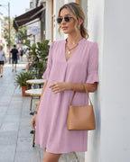 Skylar Robe Femme – Robe Chemise Col V, Poches, Ligne A Décontractée Élégante