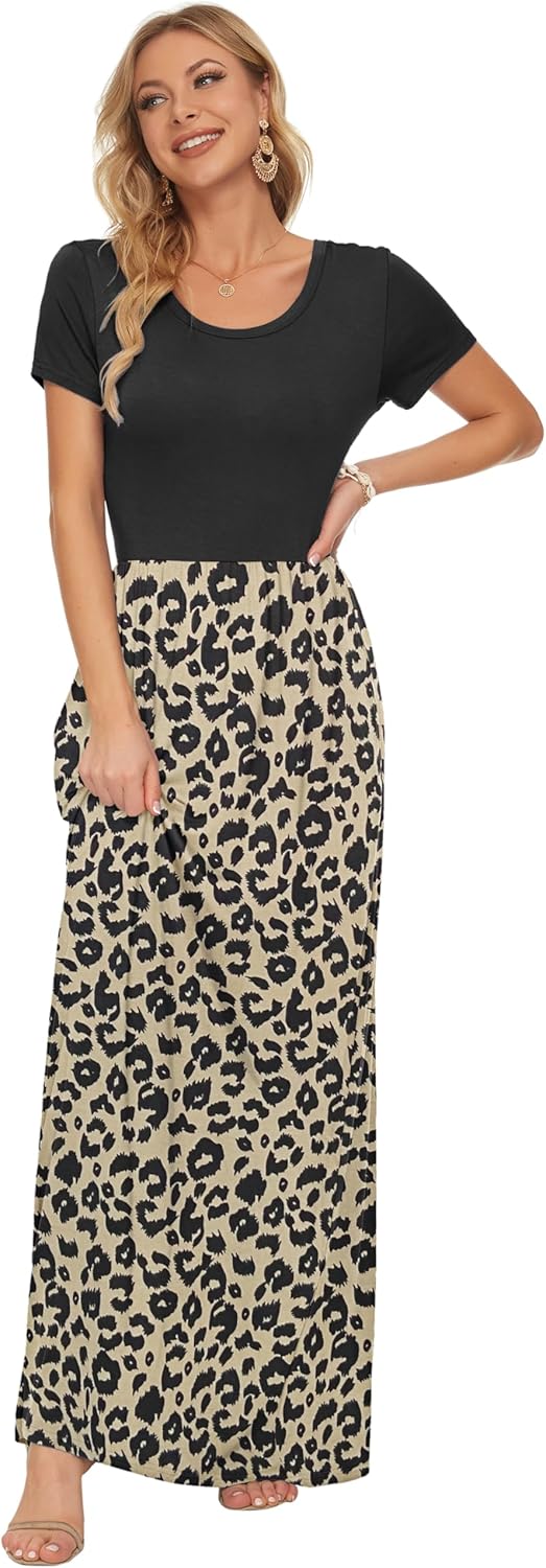 Sofia Vestito Maxi Donna – Abito Lungo Casual con Tasche e Vita Elasticizzata
