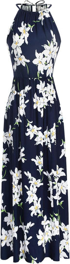 Valentina Robe Maxi Florale pour Femme – Robe Élégante Dos Nu d'Été pour la Plage
