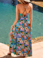 Livia Robe Femme – Robe Maxi Bohème, Décolleté en V Profond, Fente d'Été