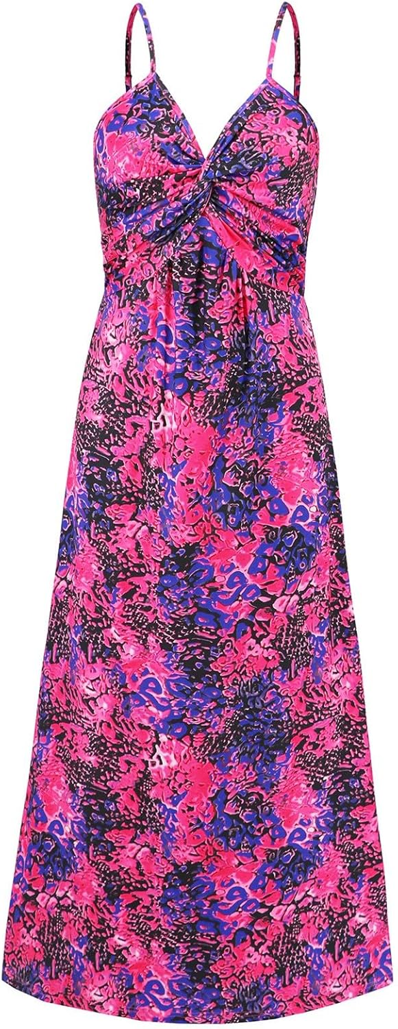 Giulia Robe Femme – Robe d'Été Mini, Col V, Décontractée Florale Plage