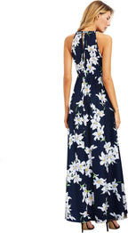Valentina Robe Maxi Florale pour Femme – Robe Élégante Dos Nu d'Été pour la Plage
