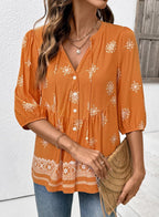 Serena Blouse Femme – Floral Bohème, Col en V, Peplum Babydoll, Chic Décontracté