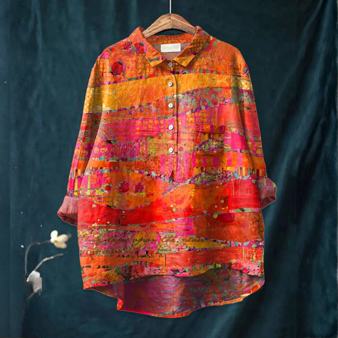 Chemise à imprimé abstrait Hillary pour femme – Blouse oversize colorée, légère chic décontracté