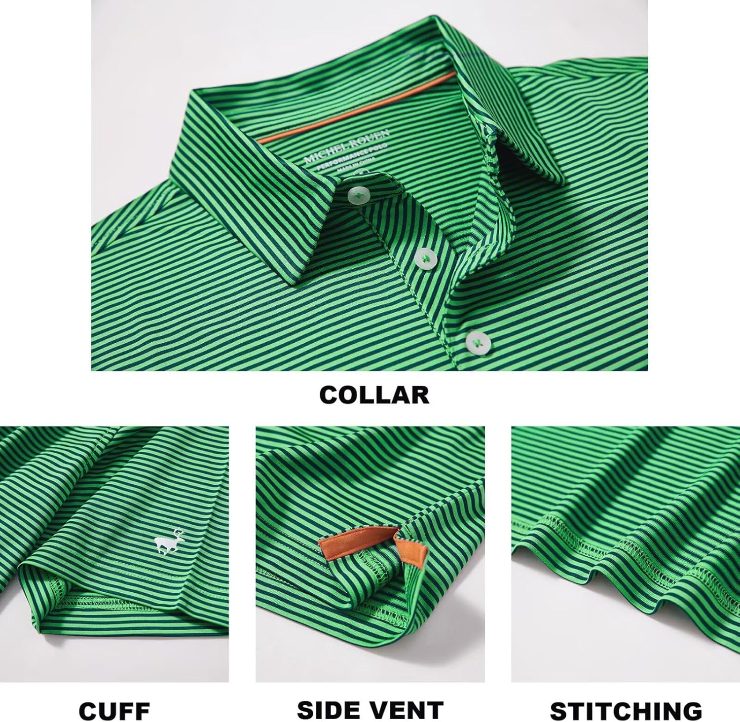 Polo de golf para hombre Alessio – Polo técnica Dry-Fit a rayas con protección UV