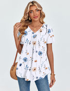 Valentina Blouse Femme – Col en V Croisé, Top Plissé Décontracté Élégant