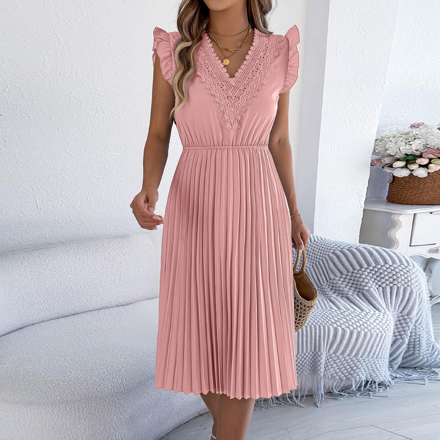 Robe d'été léopard pour femme Sabrina – Robe élégante évasée avec dos nu