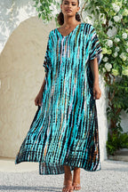 Isla Caftano Floral para Mujer – Vestido Maxi Boho de Playa con Escote en V