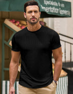 T-shirt slim fit Luca pour homme – T-shirt sportif extensible à manches courtes