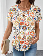 Francesca Pull Femme – Col en V Croisé, Manches Courtes, Casual Élégant