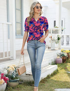 Giorgia Pull Femme – Col en V, Manches Bouffantes, Top Décontracté Élégant d'Été