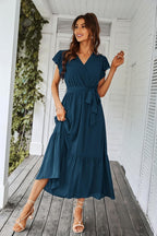 Valentina Robe Bohème pour Femme – Robe Maxi Fleurie avec Col en V et Ceinture