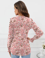 Beatrice Blusa Mujer – Escote en V, Mangas Largas Abullonadas, Túnica Elegante Casual