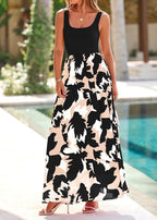 Giulia Robe Femme Maxi Florale – Col U, Sans Manches, Ligne A, Poches Estivale