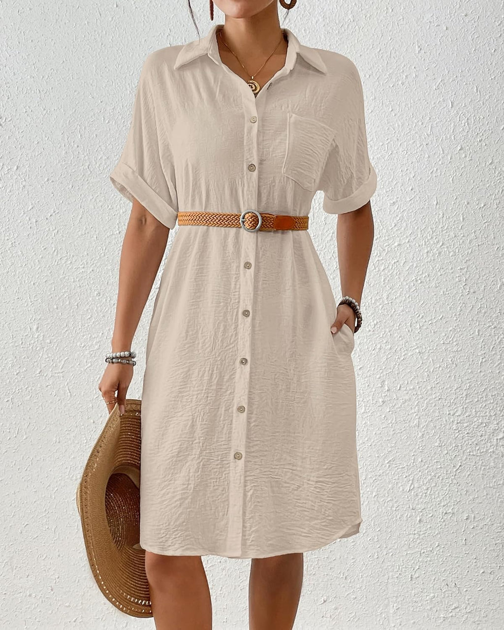 Sienna Vestido Pareo para Mujer – Vestido Camisa de Playa con Botones y Bolsillos
