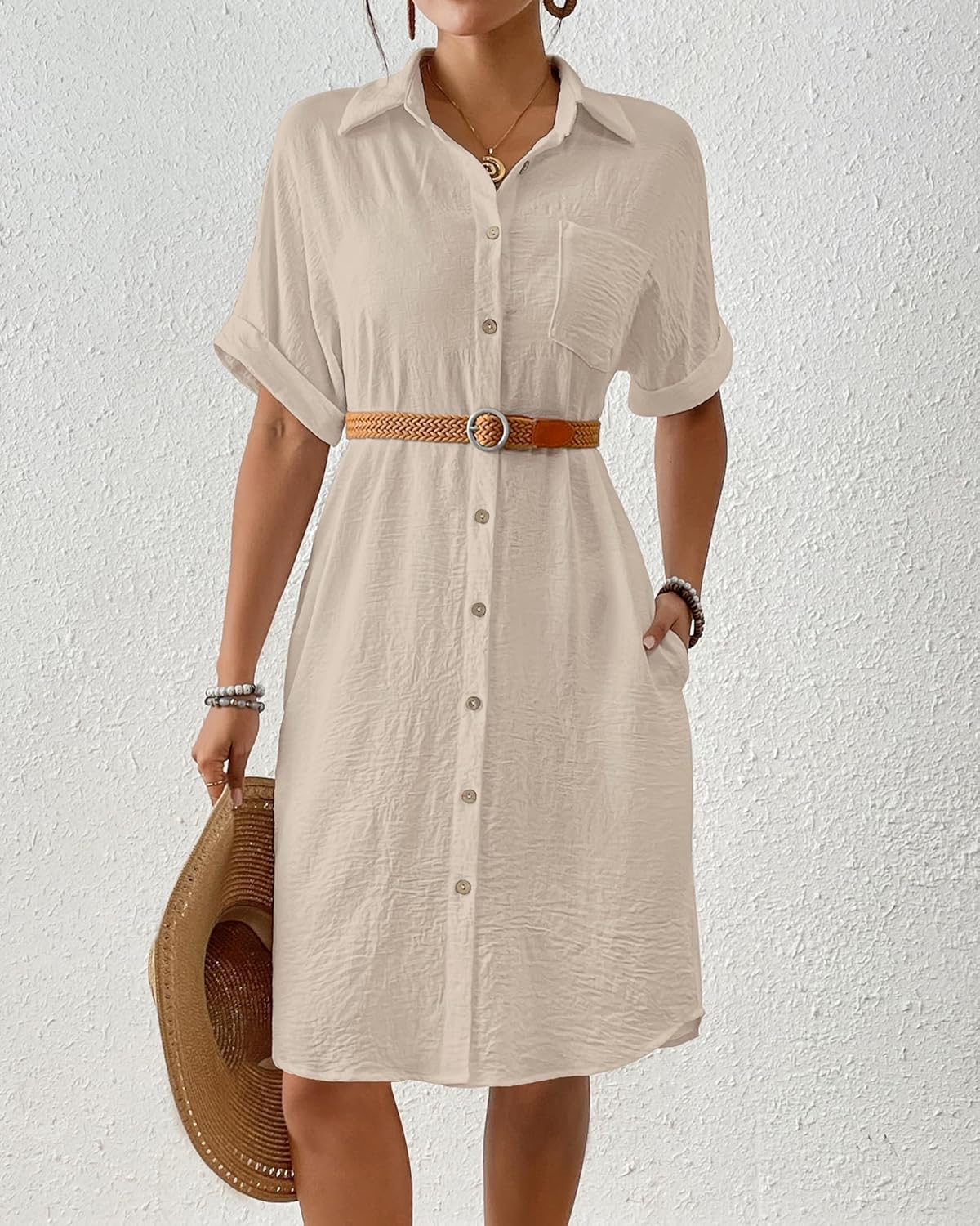 Sienna Vestido Pareo para Mujer – Vestido Camisa de Playa con Botones y Bolsillos