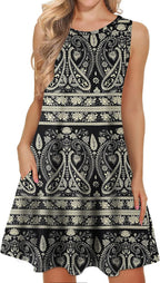 Valeria Robe Femme – Robe d'été Fleurie, Sans Manches, Poches Décontractées
