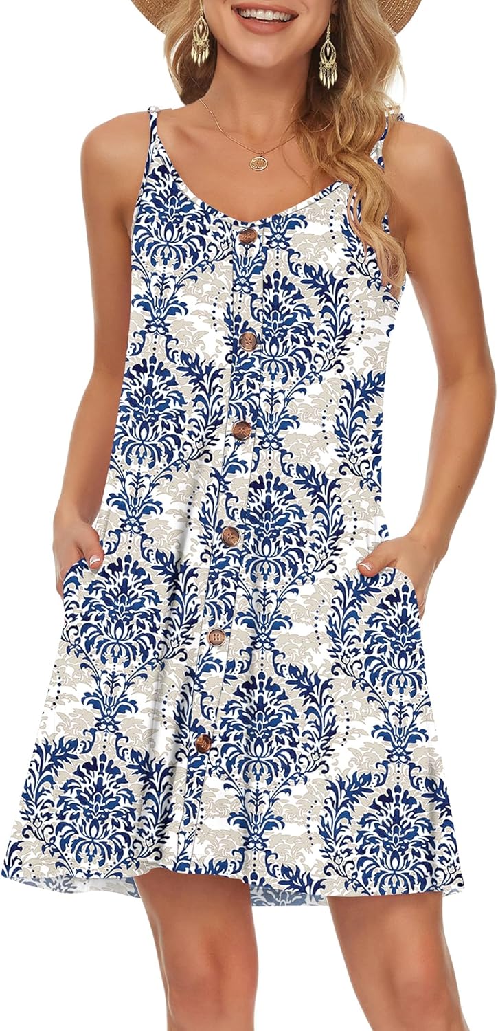 Chloe Robe d'Été pour Femme – Mini Robe avec Bretelles et Col en V avec Poches