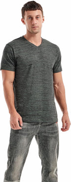 T-shirt Matteo homme avec col en V – T-shirt extensible décontracté en coton