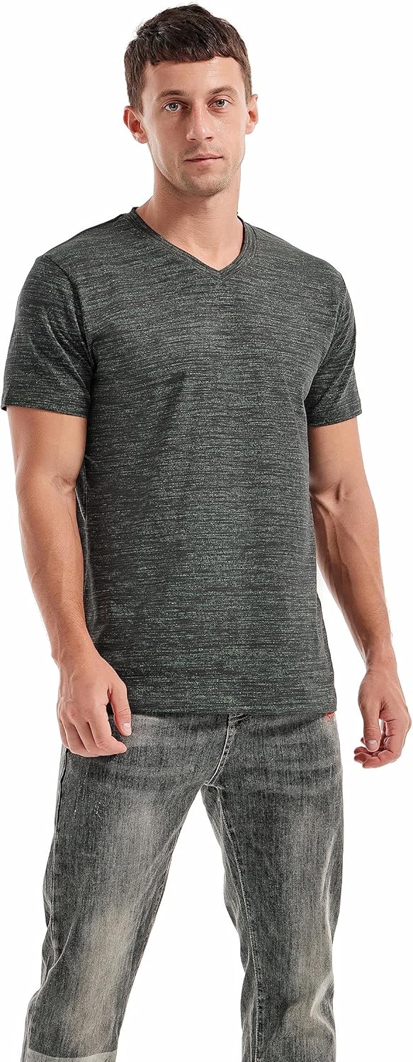 T-shirt Matteo homme avec col en V – T-shirt extensible décontracté en coton