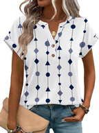 Chiara Blouse Femme – Col en V, Manches Courtes, Haut Casual Élégant Boho S-3XL