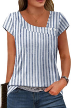 Martina Pull Femme – Encolure Carrée, Boutons, Manches Courtes, Décontracté Élégant