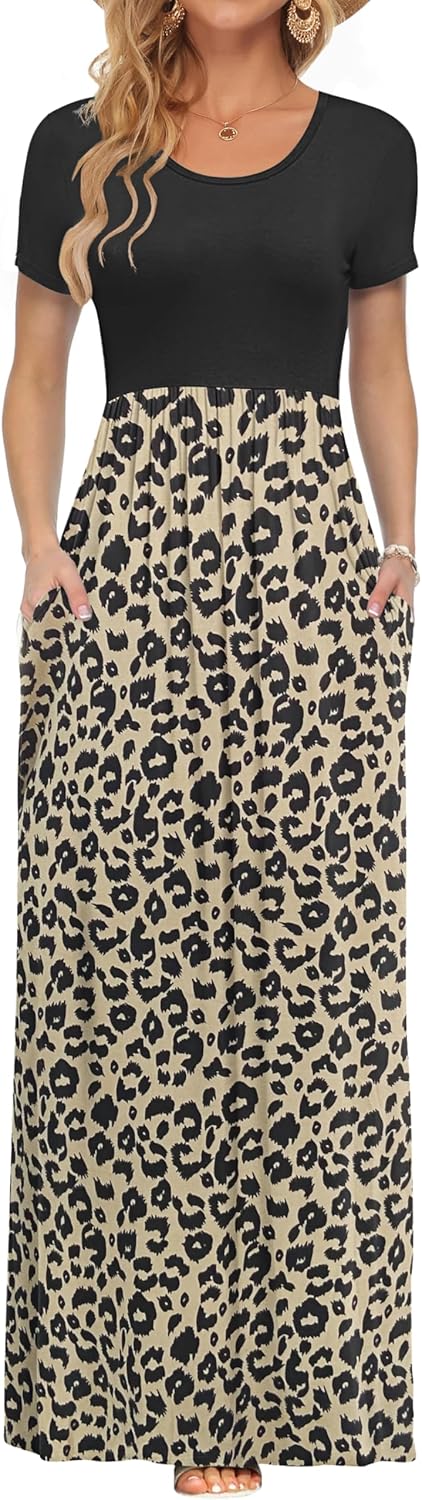 Sofia Vestito Maxi Donna – Abito Lungo Casual con Tasche e Vita Elasticizzata