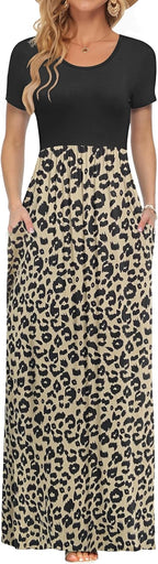 Sofia Vestito Maxi Donna – Abito Lungo Casual con Tasche e Vita Elasticizzata