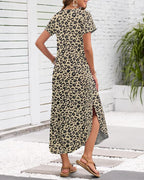 Madonna Robe Femme Maxi – Col en V, Fente Latérale, Poches Décontractées d'Été