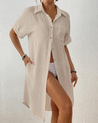 Sienna Vestido Pareo para Mujer – Vestido Camisa de Playa con Botones y Bolsillos