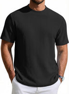 T-shirt Matteo pour homme en maille jacquard – T-shirt décontracté élégant à col rond