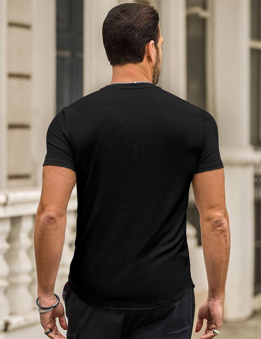T-shirt slim fit Luca pour homme – T-shirt sportif extensible à manches courtes