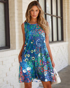 Vestido de Verano para Mujer Sara – Sin Mangas, Floral en Línea A, Bolsillos Casual