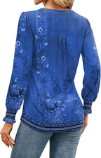 Francesca Blouse Femme – Col en V, Manches Bouffantes, Tunique Florale Décontractée
