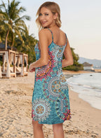 Robe d'été courte Luna pour femme – bretelles, décolleté en V, poches, robe décontractée chic