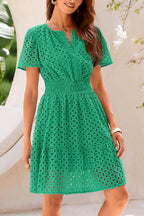 Giulia Robe d'été Femme – Dentelle Sangallo, Col en V, Mini A-Line Élégante
