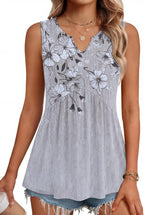 Martina Top Femme – Débardeur Col V Peplum Flowy, Blouse Casual Élégante
