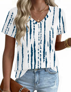 T-shirt Martina Femme – Col en V, Manches Courtes, Haut Casual Élégant Basique S-3XL