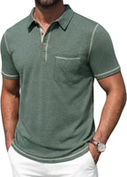 Polo homme Luciano avec poche – T-shirt d'été en coton léger pour golf et loisirs