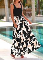 Giulia Robe Femme Maxi Florale – Col U, Sans Manches, Ligne A, Poches Estivale