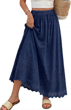 Gonna Dowerme Donna – Gonna Maxi Boho in Cotone con Ricami Sangallo