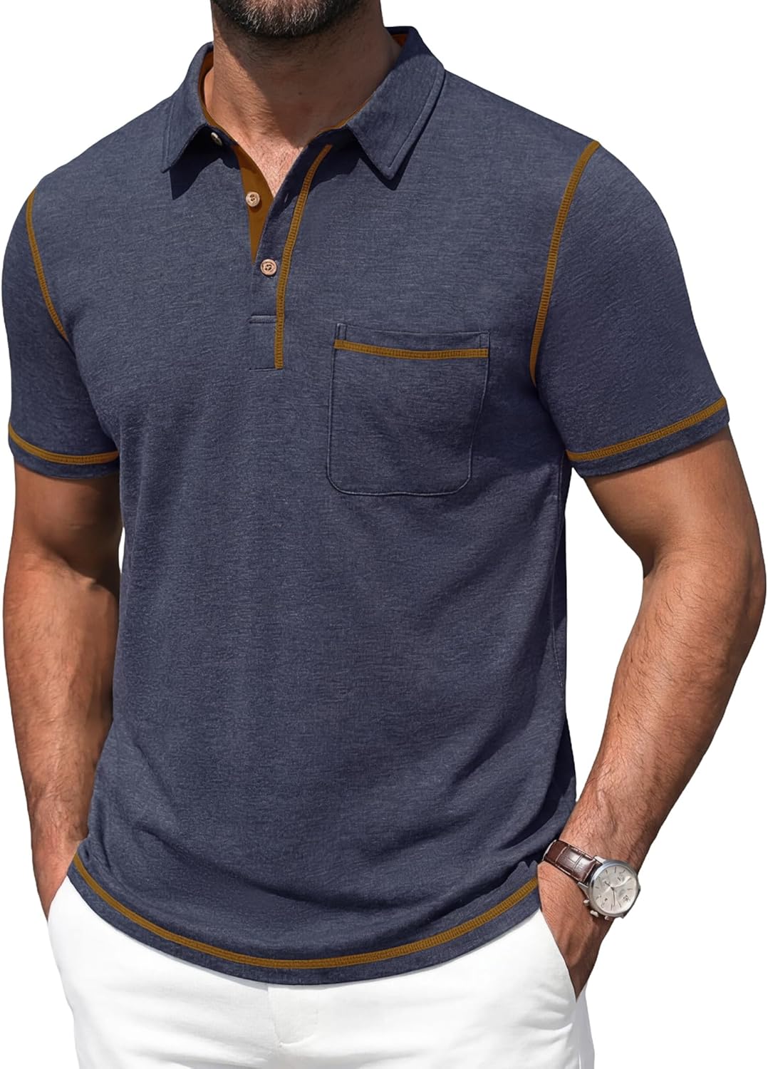 Andrea Polo para Hombre con Bolsillo – Polo Casual Elegante en Algodón Ligero