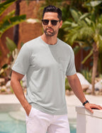 T-shirt Matteo homme en coton avec poche – T-shirt décontracté à col rond et manches courtes