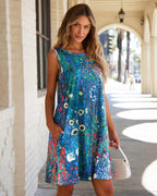 Vestido de Verano para Mujer Sara – Sin Mangas, Floral en Línea A, Bolsillos Casual