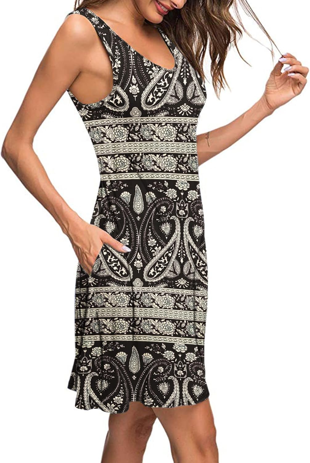 Scarlet Vestido de Verano para Mujer – Vestido Mini Bohemio con Bolsillos y Escote en V